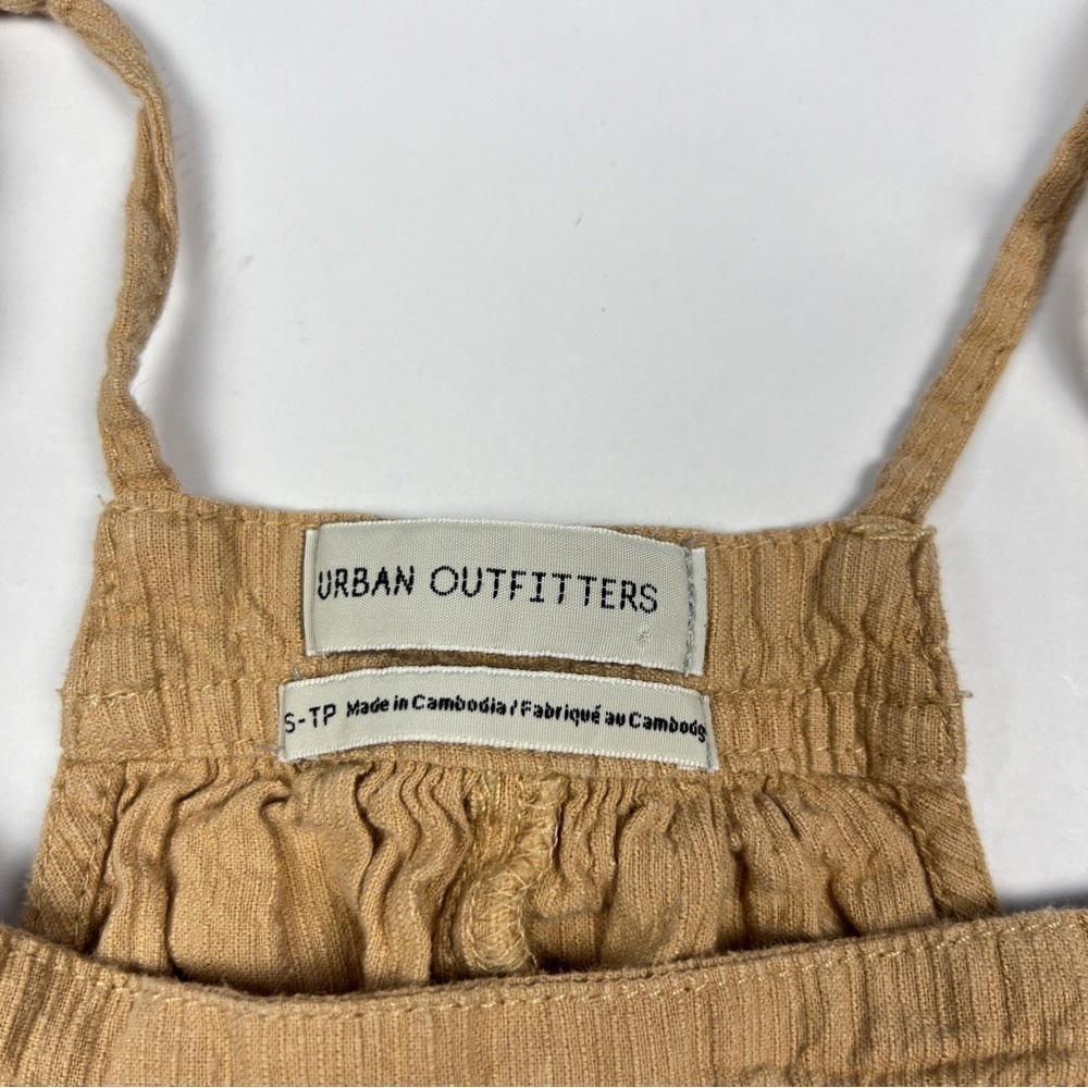 Urban Outfitters Tan Brown Ivy Tie Shoulder Linen Shortall Overalls - Picture 4 of 6